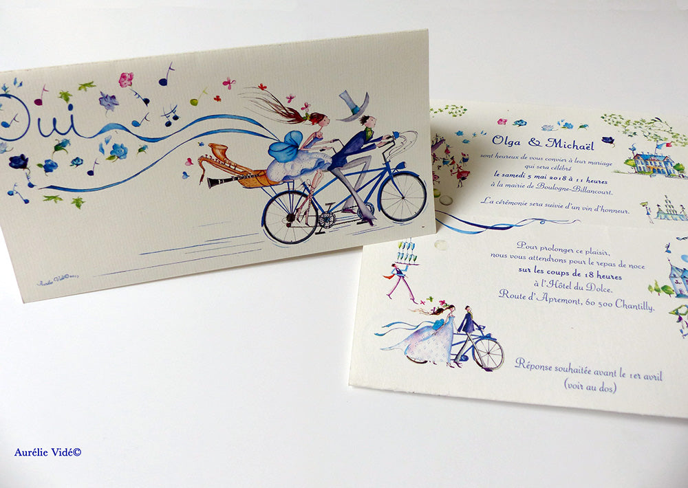 Faire-part Tandem Bleu Paris