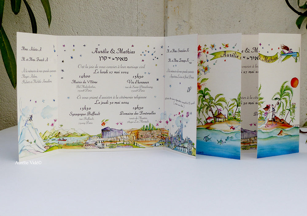 faire-part triptyque les îles