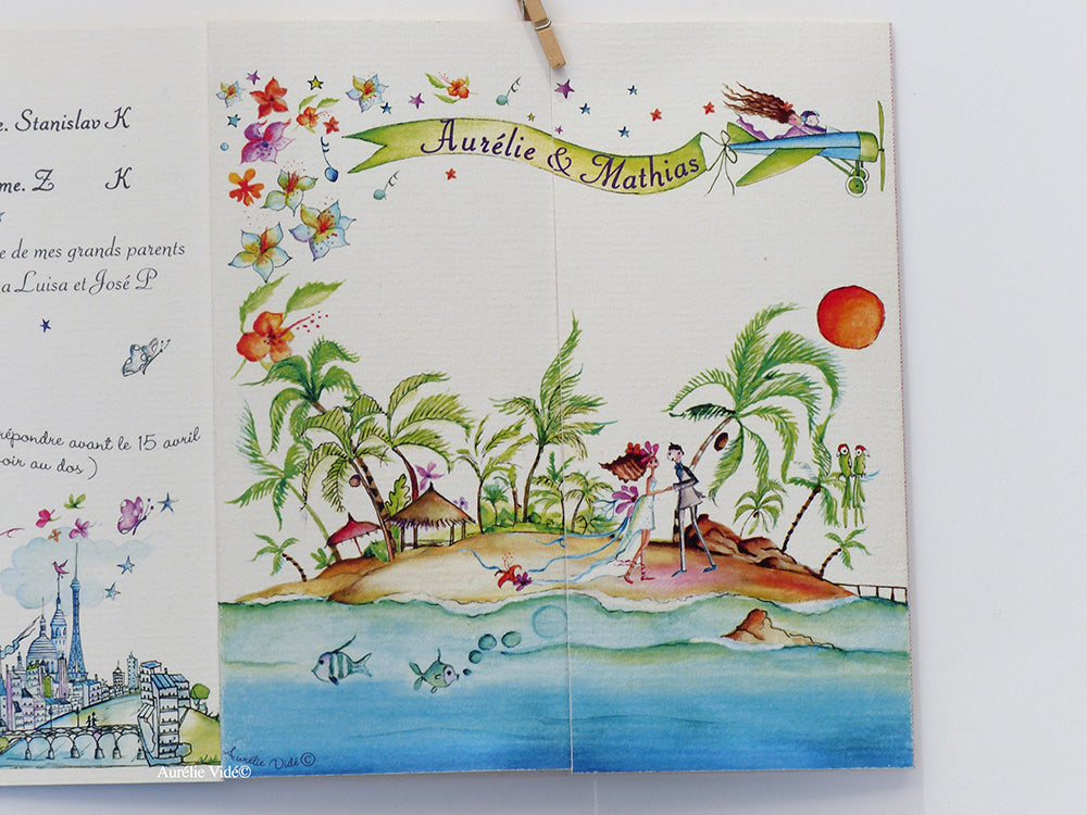 faire-part triptyque les îles