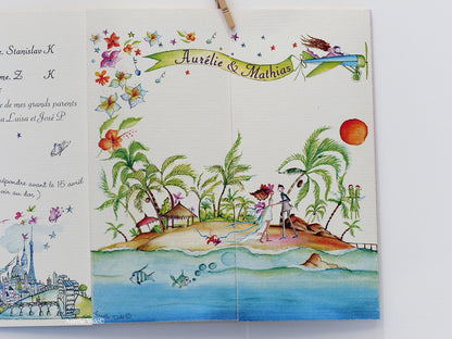 faire-part triptyque les îles