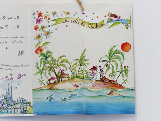 faire-part triptyque les îles