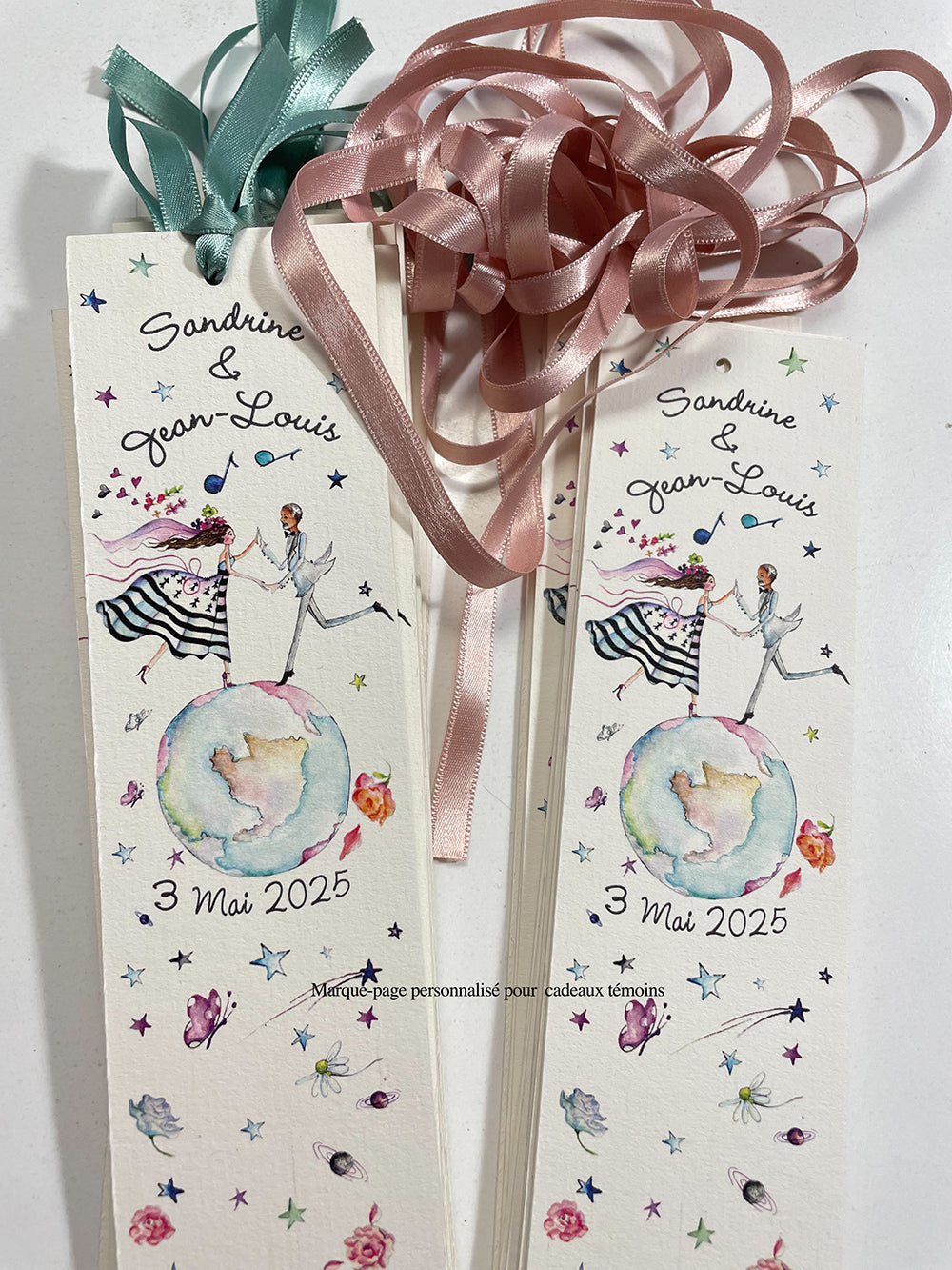 Faire-part mariage Globe-Trotter triptyque-Gris-Bleu
