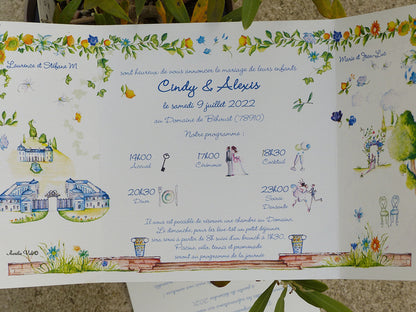 Faire-part mariage triptyque l'Olivier