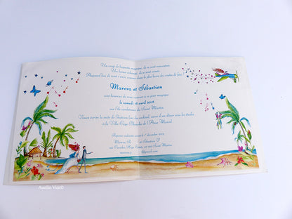 Faire-part-mariage Bord de mer les îles carré