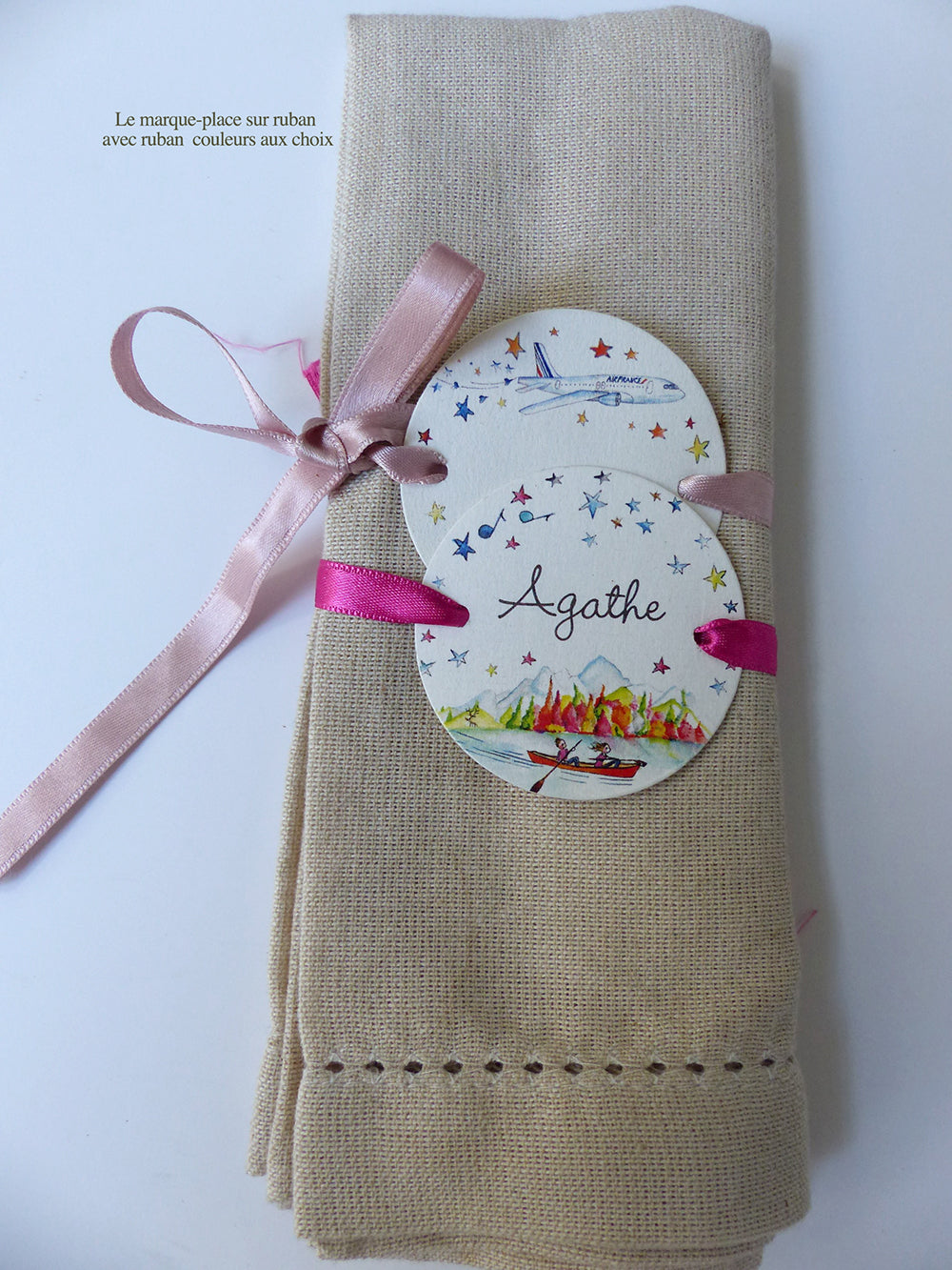 Faire-part mariage Globe-Trotter triptyque-Gris-Bleu