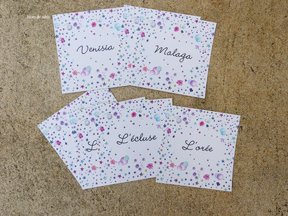 Faire-part mariage Globe-Trotter triptyque-Gris-Bleu
